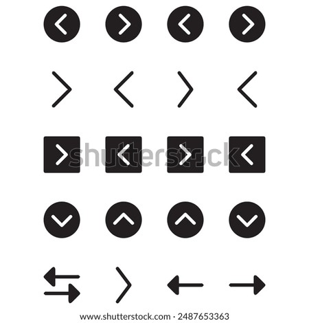 very minimalist Arrow icon set. Containing cursor arrow, changing , switch, move, forward, up, down and refresh symbol icons. isolated Solid icon collection