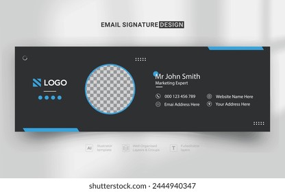 very minimalist corporate business creative simple and clean email signature design template with dark and blue unique color combinations