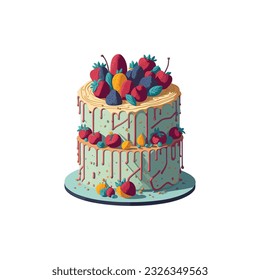 Vector de pastel de cumpleaños muy agradable, ilustración de pastel de cumpleaños.