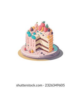 Very nice Birthday Cake vector, Birthday Cake illustration.