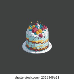 Very nice Birthday Cake vector, Birthday Cake illustration.
