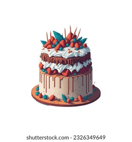 Very nice Birthday Cake vector, Birthday Cake illustration.