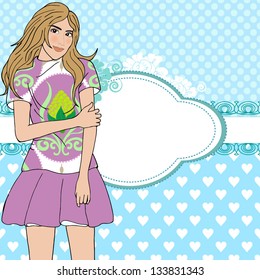 a very nice girl smiling ,vector pattern