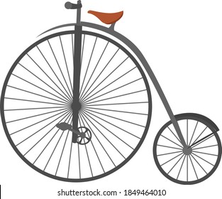 Bicicleta muy antigua, ilustración, vector sobre fondo blanco