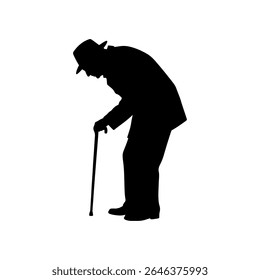 Very old man silhouette vector flat illustration design.