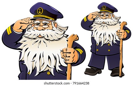 Very old sailor gives a military greeting. 