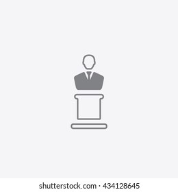 Very outline thin speaker icon vector on gray background