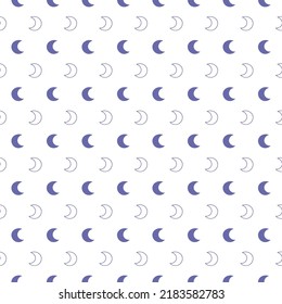 Very peri color moon seamless pattern with white background.