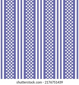 Very peri color seamless pattern with white vertical lines and dots.