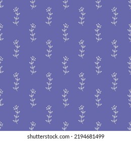 Very peri color seamless pattern with white flowers.