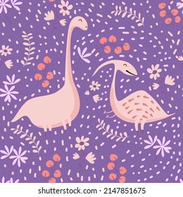 Dinosaurio muy peri y patrón floral. 