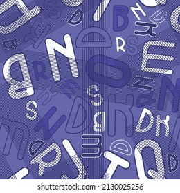 Patrón de letras MUY PERI para tejidos, textiles, embalaje y papel pintado. Ilustración vectorial.