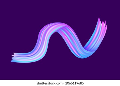 Very Peri Modern Bright Liquid Curve Design Element Isolated on Dark Purple Background. Creative Multicoloured Wave. Vector Fluid Brush Imitation.