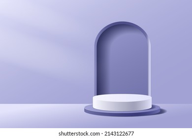 Very Peri or purple abstract 3D scene, Cylindrical podium for display product presentation background, Vector illustration