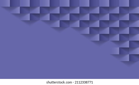 Very Peri or purple color abstract modern square texture background, 3d paper art style that looks creased design, Vector illustration