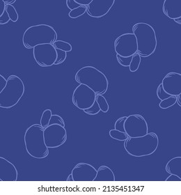  Very peri wild mushroom vector pattern. Seamless trendy purple biology purple fungi for all over print. Decorative background of wild fungus. 