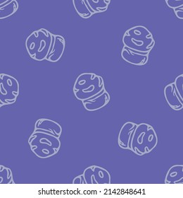  Very peri wild mushroom vector pattern. Seamless trendy purple biology purple fungi for all over print. Decorative background of wild fungus. 