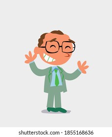 Very pleased cartoon character of businessman