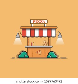 Very pretty flat design with a pizza cart theme