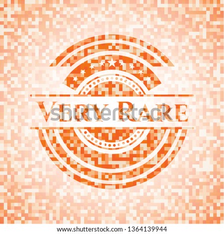 Very Rare orange tile background illustration. Square geometric mosaic seamless pattern with emblem inside.