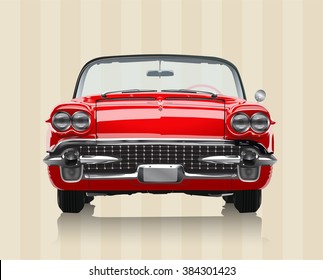 Very realistic vector illustration of a vintage car in retro colors