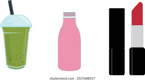 very refreshing drinks, cute tumblers, and very bright lipticks