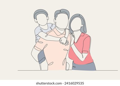 A very romantic family photo pose. Family one-line drawing