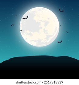 A Very Round Full Moon On Top Of The Hill