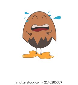 A very sad broken egg vector