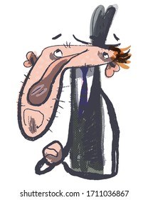 Un empleado muy triste. Ilustración vectorial de caracteres cómicos