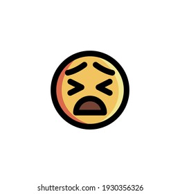 Very Sad Cry Stressful Emoticon Icon Logo Vector Illustration. Outline Style.
