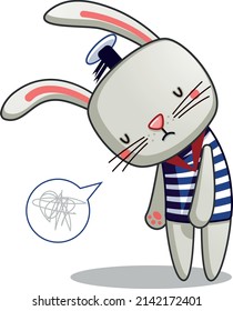 very sad cute rabbit. vector