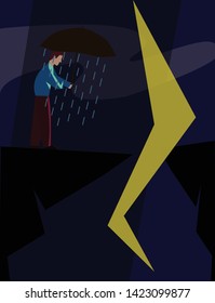 very sad depressed man crying on the edge of the cliff, unhappy man try to suicide-vector