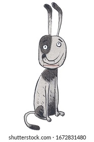 Very sad puppy. Comic character. Vector illustration
