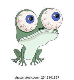 Very sad vector Frog template design isolated white background. Cartoonish style Frog. Minimal flat vector illustration can used fabric wall decor t-shirt print. 