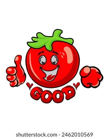 very satisfied tomato emoji || vector illustration of a very satisfied tomato