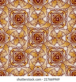 Very saturated seamless abstract floral pattern in the form of vine