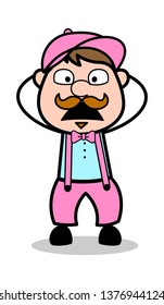 Very Scared - Retro Delivery Man Vendor Vector Illustration