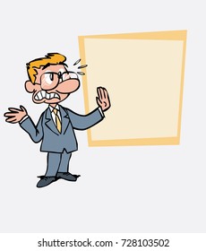 Very scared White businessman with glasses. 