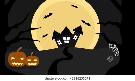 Very scary Halloween vector illustration serves as a background when celebrating Halloween
