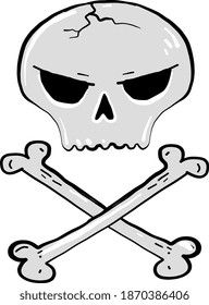 Very scary skull, illustration, vector on white background.