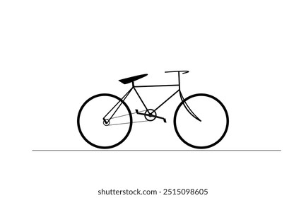 Very Semple bicycle design, single line drawing bicycle, oblack color line bicycle design use for commercial use.