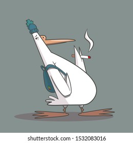 Very serious goose with a cigarette