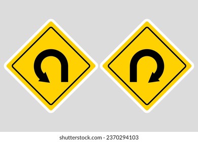 Very sharp curve ahead sign. Vector design.