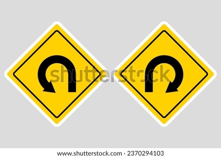 Very sharp curve ahead sign. Vector design.