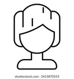 Very short wig icon outline vector. Female fashion head. Coloration fake