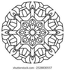 Diseño de mandala dibujado a mano muy simple y atractivo para adultos y niños libro para colorear, arte de mandala para henna, arte de pared y diseño de tatuajes
