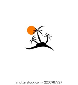 Very simple beach drawing vector illustration.