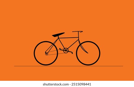 Very Simple bicycle design, single line drawing bicycle , orange color bicycle design use for commercial use.