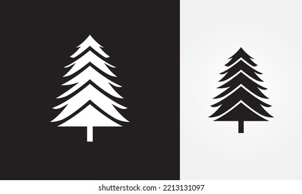 very simple Christmas tree. a pine tree vector illustration art, silhouette logo, symbol, icon, or for greeting cards